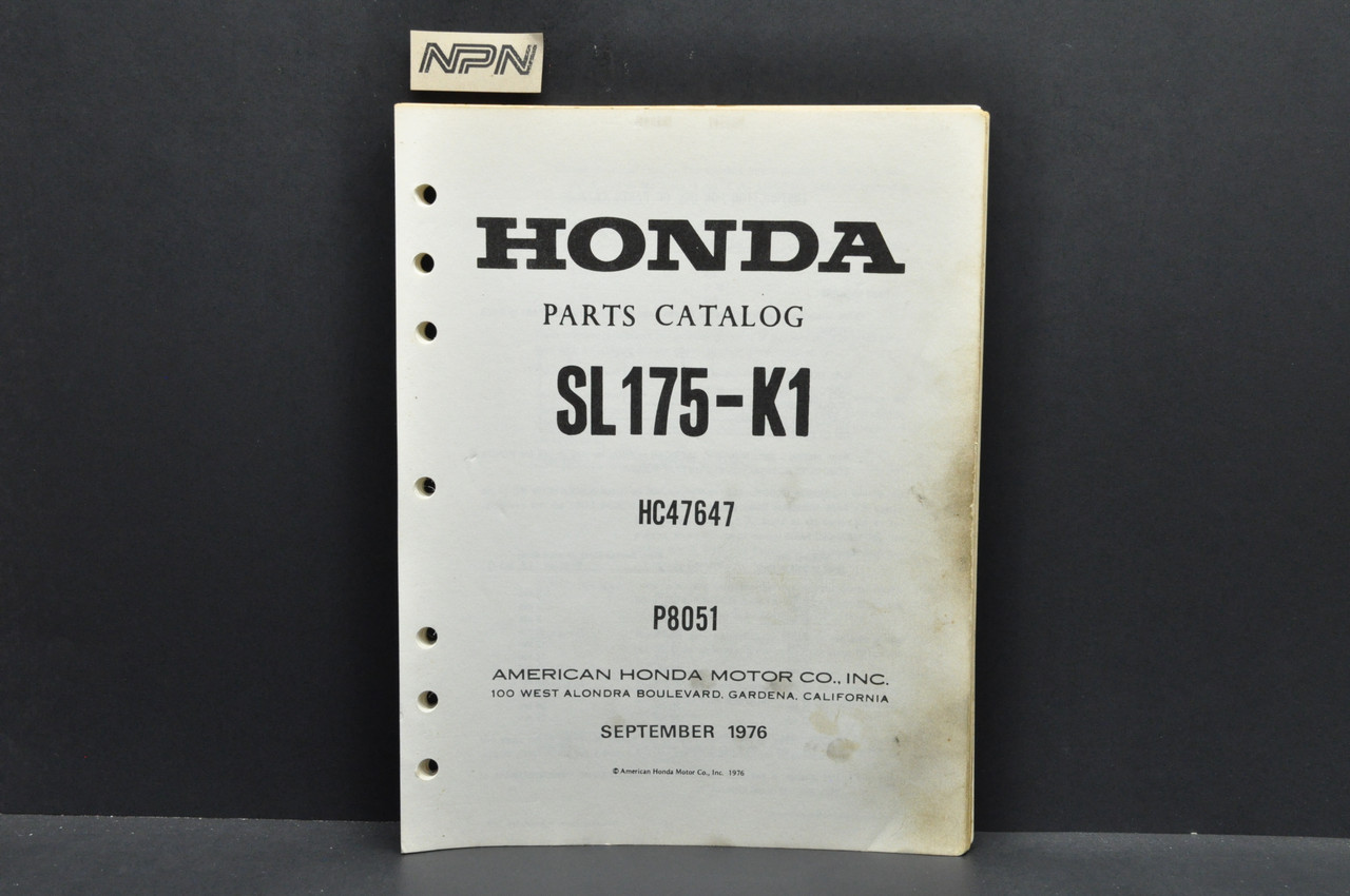 Vtg 1971-72 Honda SL175 K1 Motosport 175 Parts Catalog Book Diagram Manual