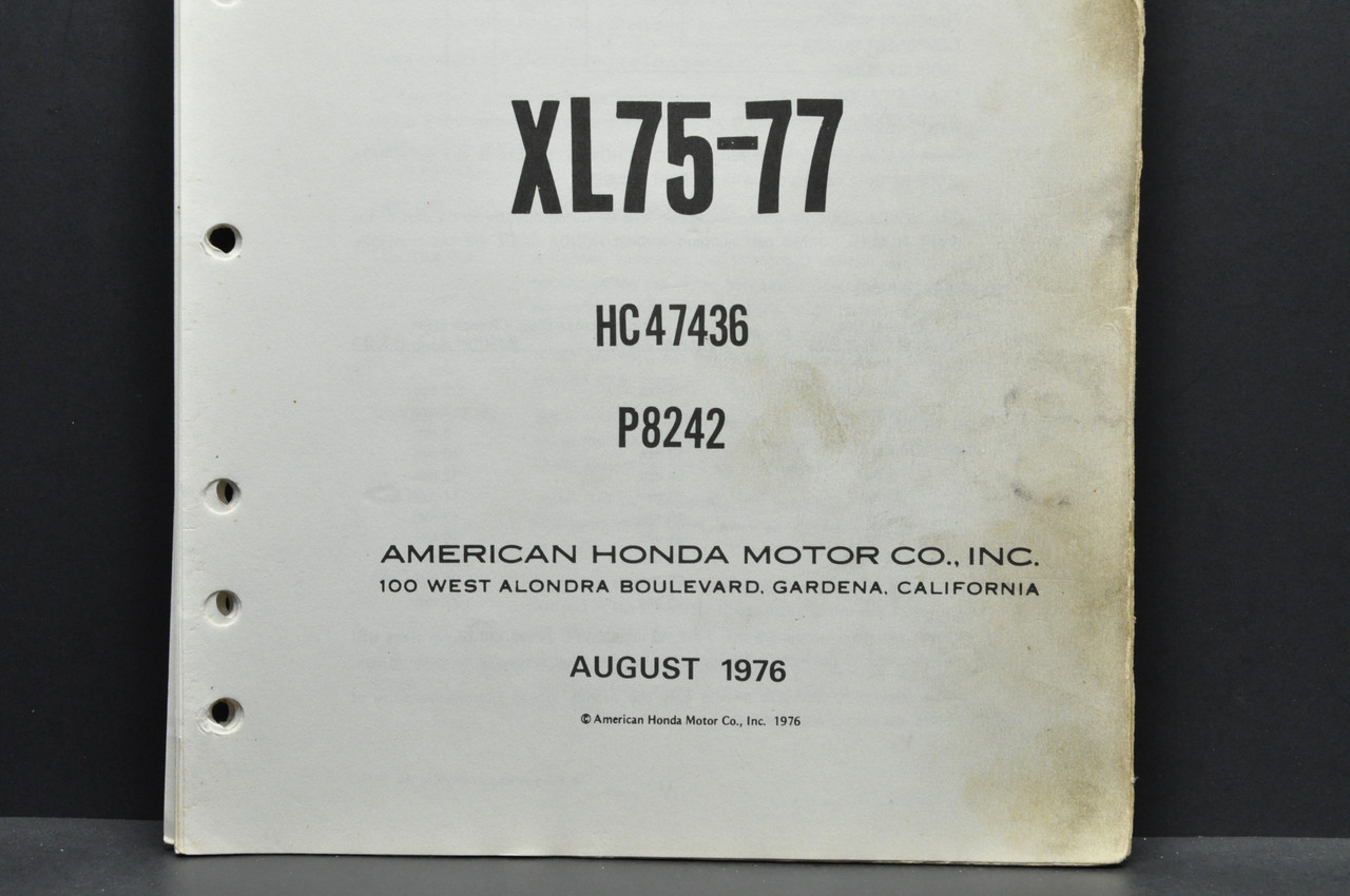 Vintage 1977 Honda XL75 '77 Parts Catalog Book Diagram Manual