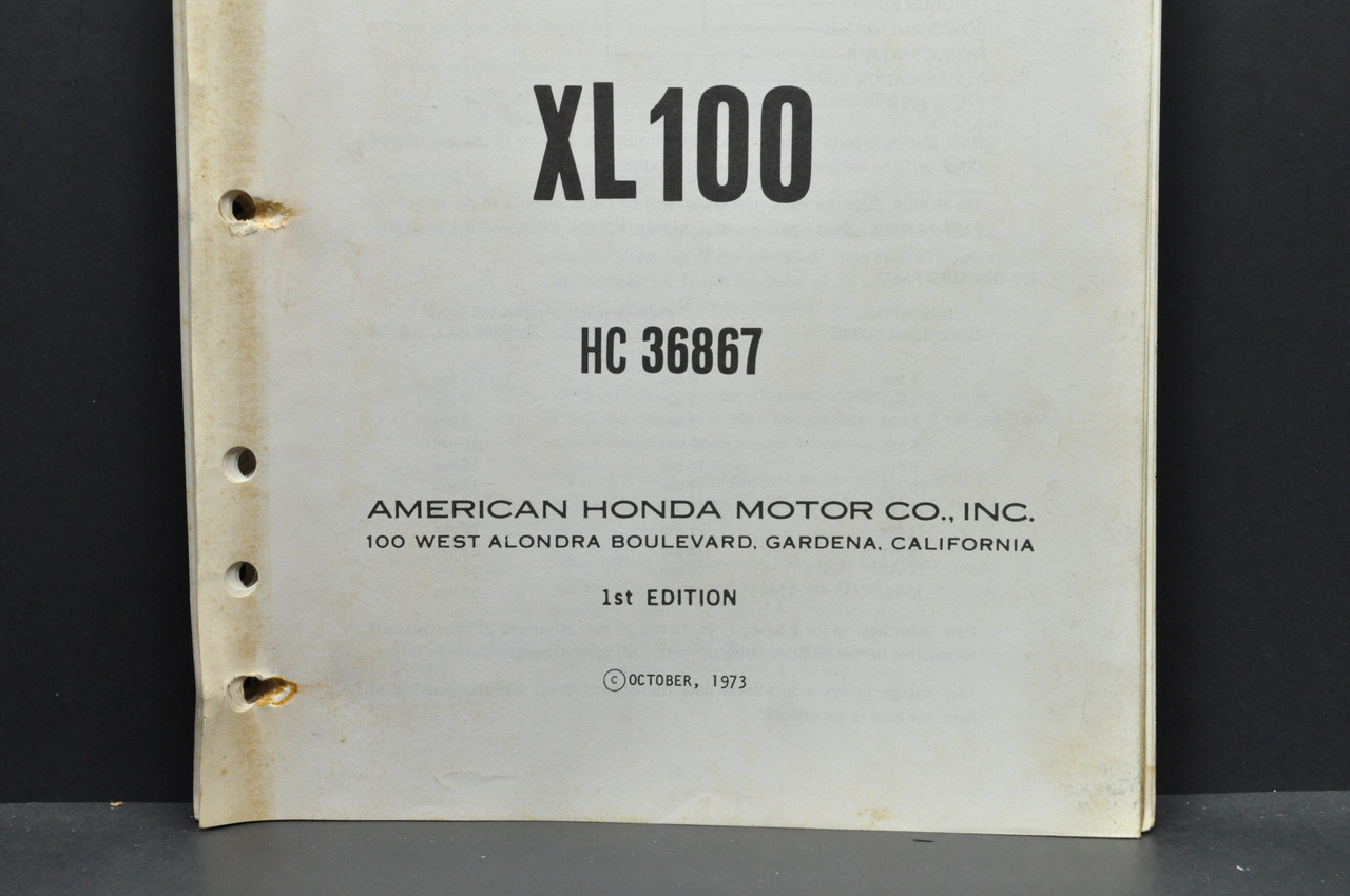 Vintage 1974 Honda XL100 Motorcycle Parts Catalog Book Diagram Manual