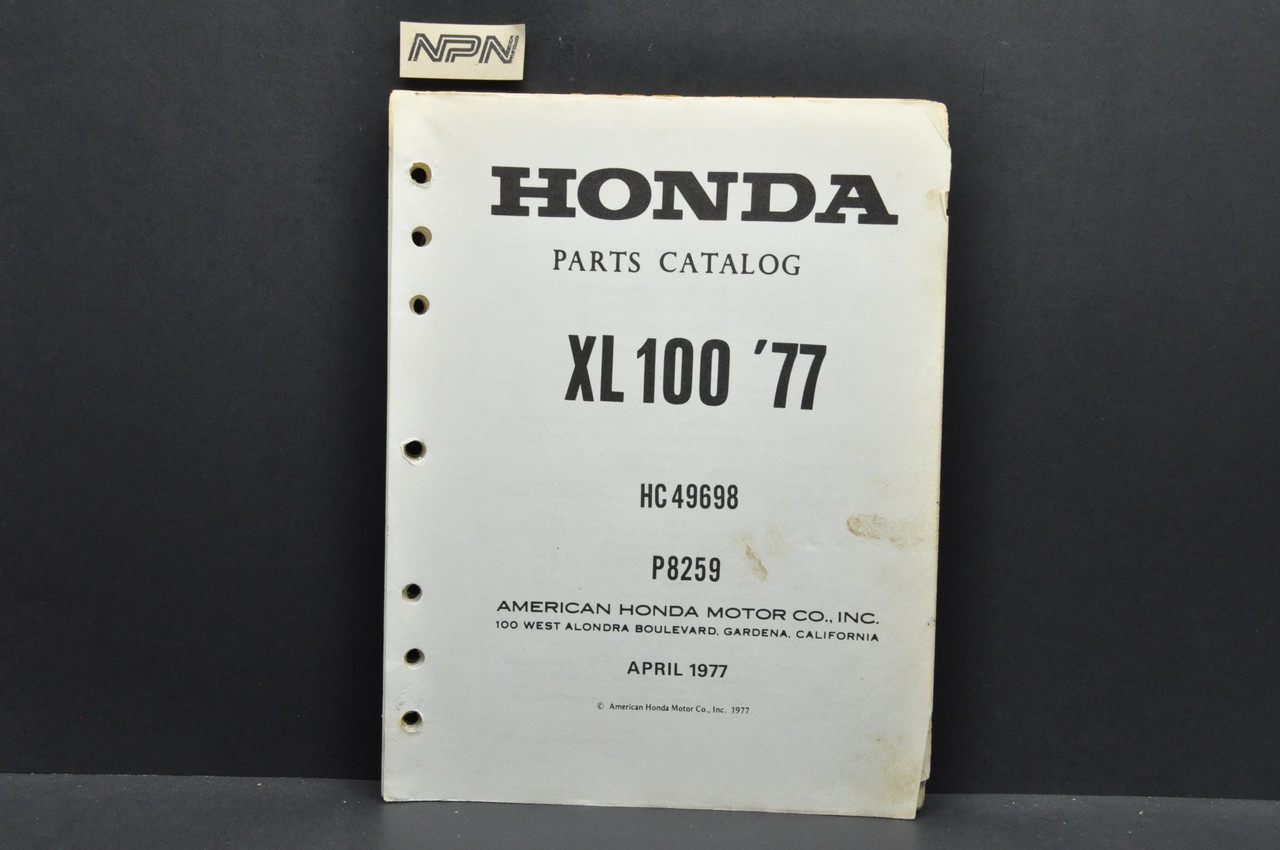 Vtg 1977 Honda XL100 '77 Motorcycle Parts Catalog Book Diagram Manual