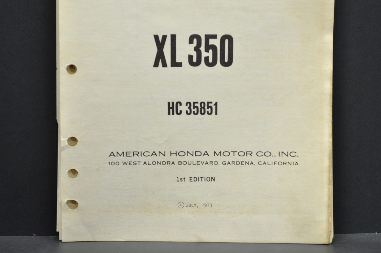 Vintage 1974 Honda XL350 Motorcycle Parts Catalog Book Diagram Manual