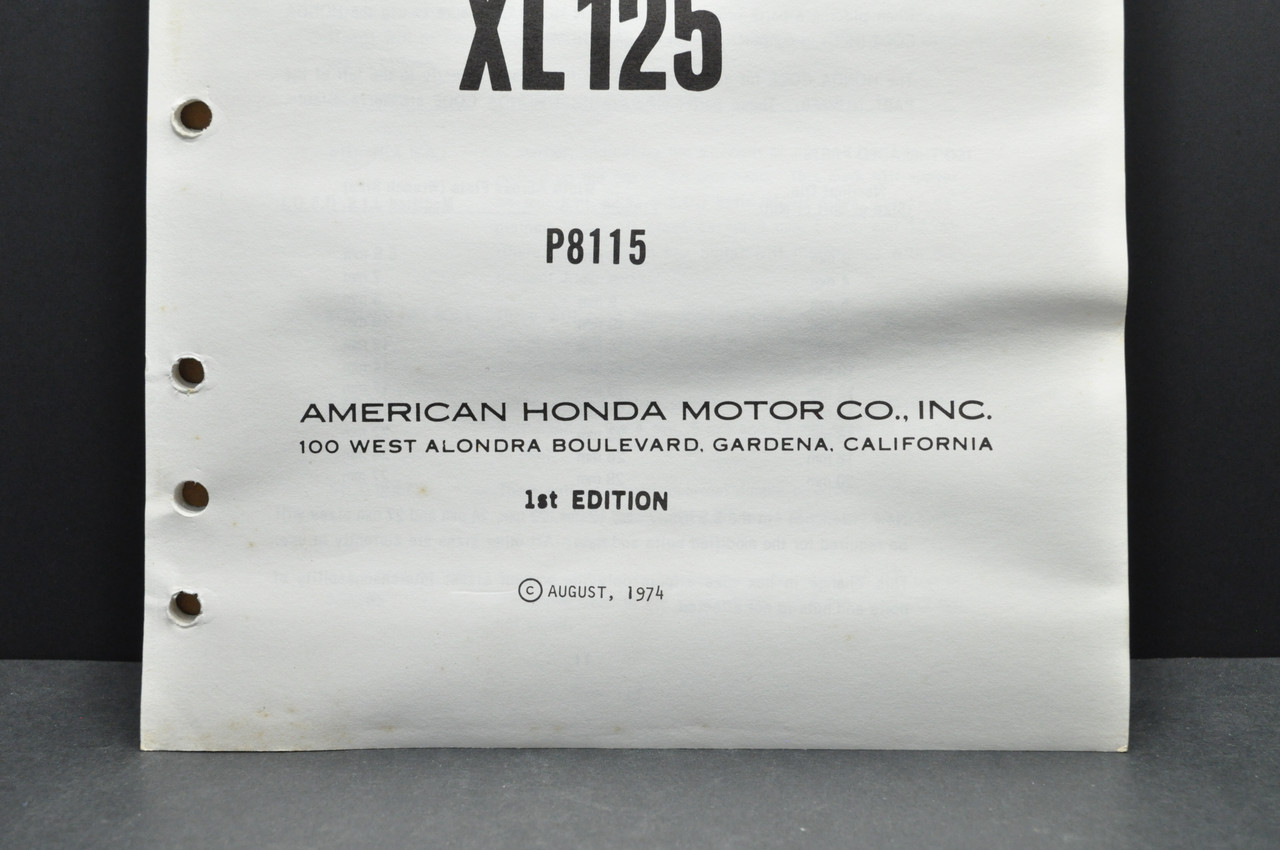 Vintage 1974 Honda XL125 K0 Parts Catalog Book Diagram Manual 1st Edition