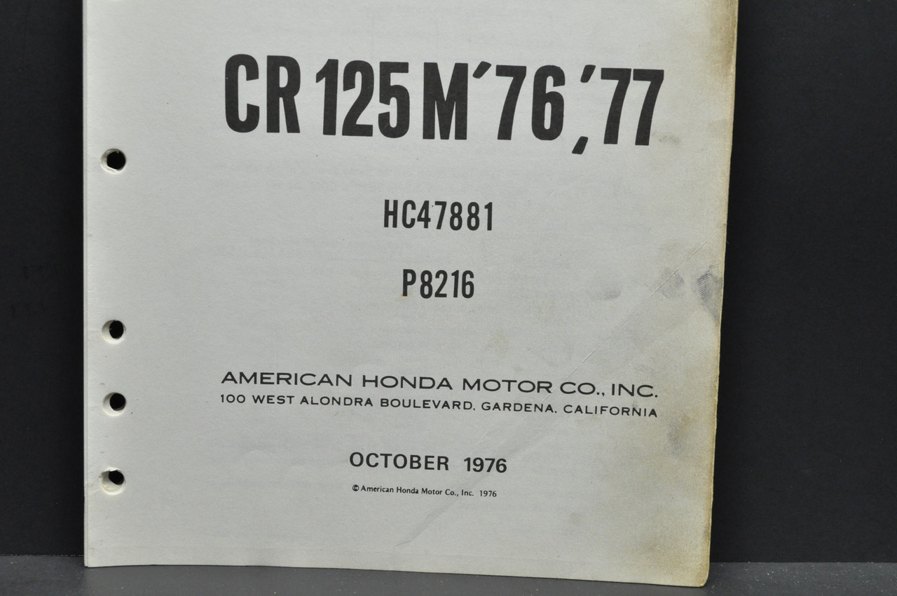 Vintage Honda 1976-77 CR125 M Parts Catalog Book Diagram Manual