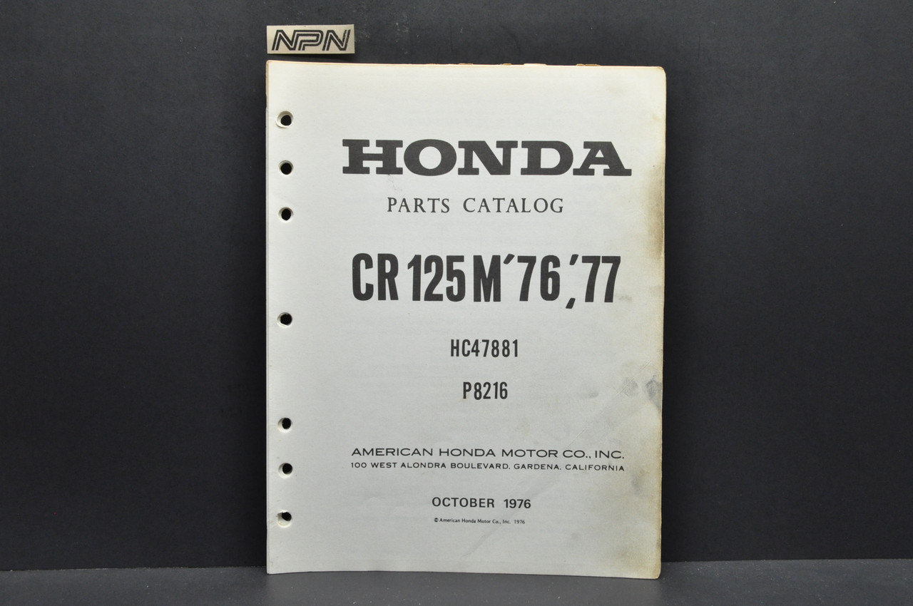 Vintage Honda 1976-77 CR125 M Parts Catalog Book Diagram Manual