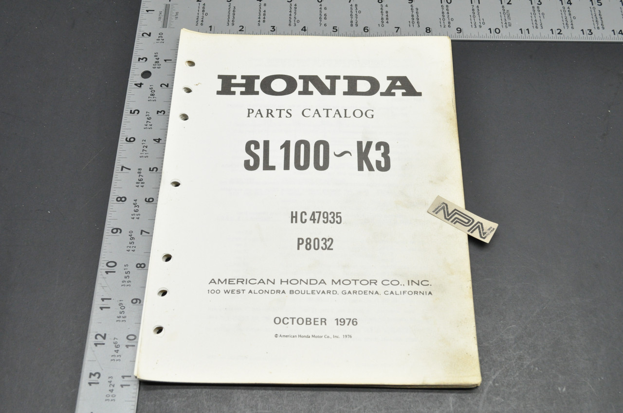 Vtg 1970-73 Honda SL100 K0-K3 Parts Catalog Book Diagram Manual