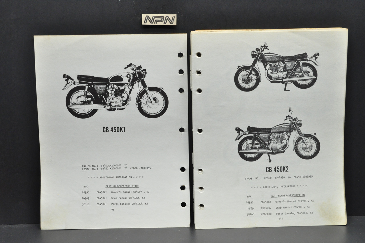 Vtg 1965-72 Honda CB450 K1-K5 Super Sport 450 Parts Catalog Book Manual