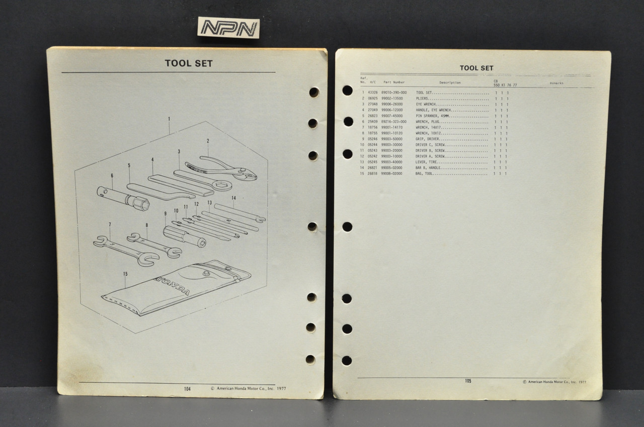 Vtg 1974-76 Honda CB550 K 550 K0-1976 Four Parts Catalog Diagram Manual