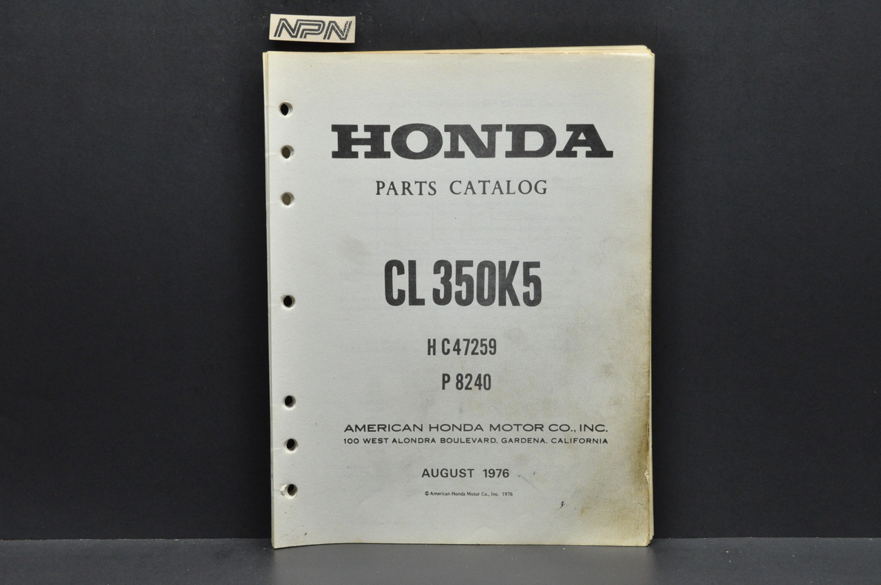 Vintage 1973 Honda CL350 K5 Scrambler 350 Parts Catalog Diagram Manual