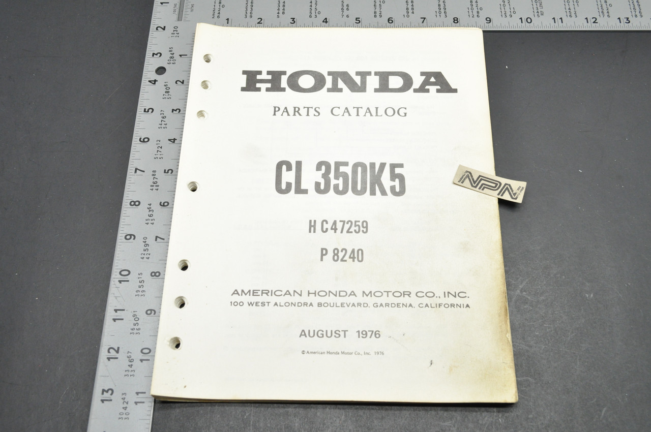 Vintage 1973 Honda CL350 K5 Scrambler 350 Parts Catalog Diagram Manual