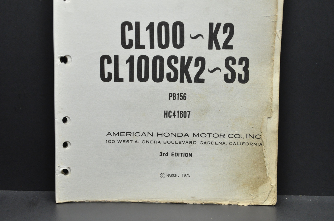 Vtg 70-73 Honda CL100 K0-K2 CL100 S Parts Catalog Diagram Manual 3rd Ed