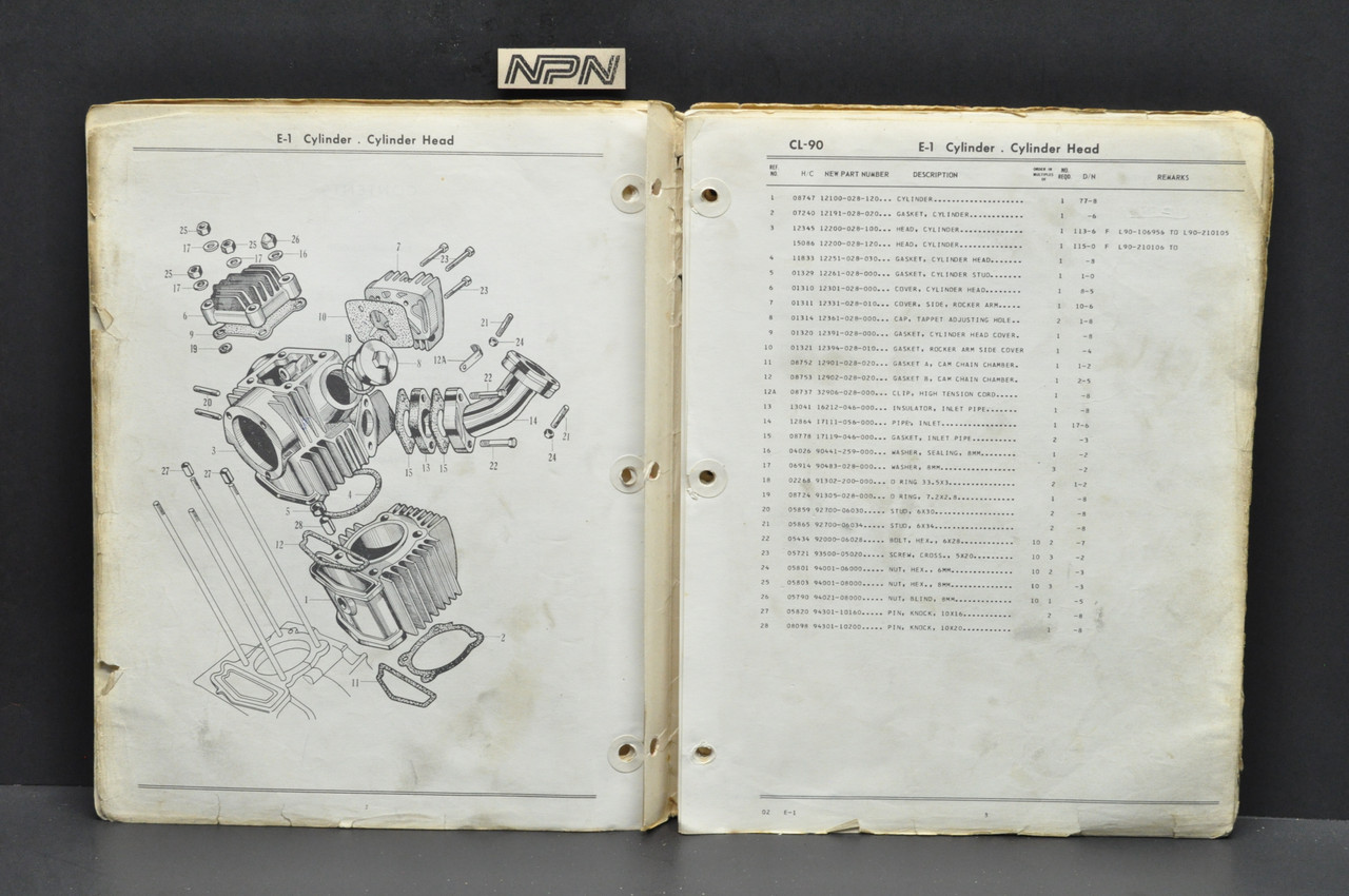 Vtg 1967-69 Honda CL90 Scrambler 90 Parts Catalog Book Diagram Manual 1st Ed