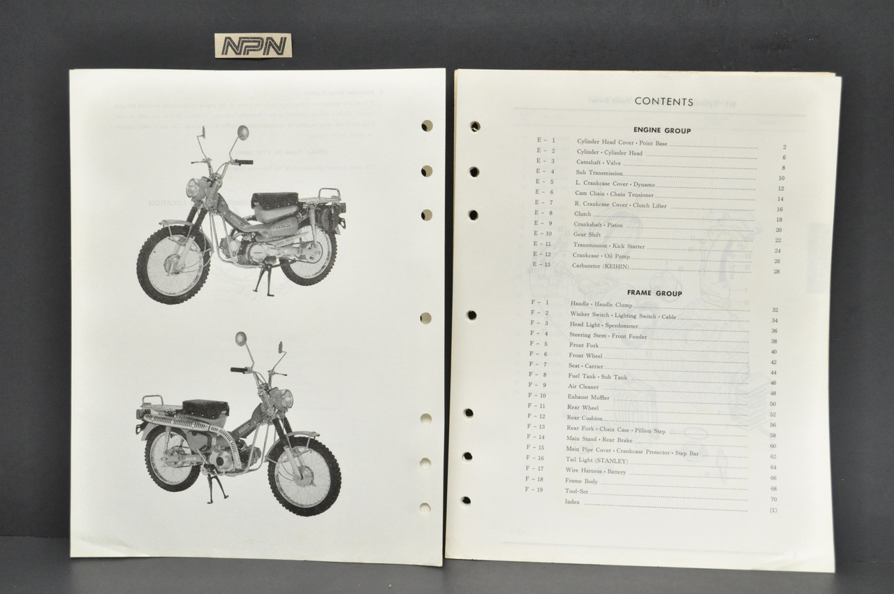 Vintage 1972-73 Honda CT90 K4 Trail 90 Parts Catalog Book Diagram Manual