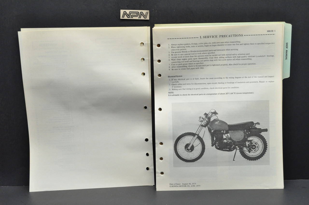 Vintage 1976 Honda MR250 '76 Shop Service Repair Manual