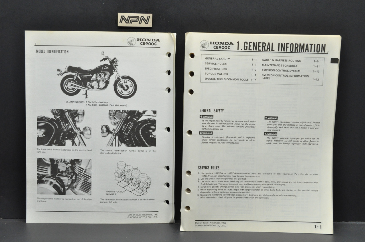 Vintage 1980-82 Honda CB900 C CB900 F Shop Service Repair Manual