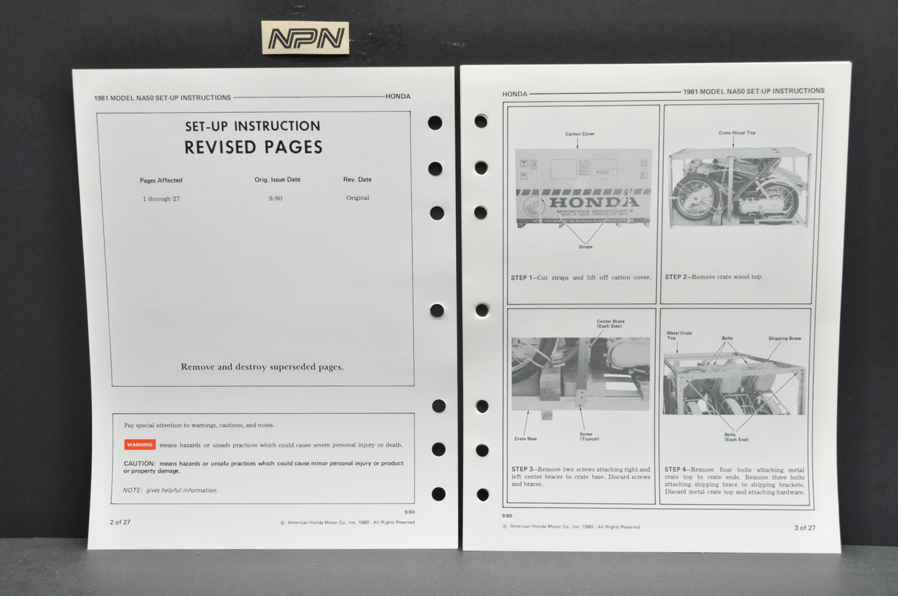 Vintage NOS 1981 Honda NA50 Express II Scooter Dealer Set Up Instruction Manual