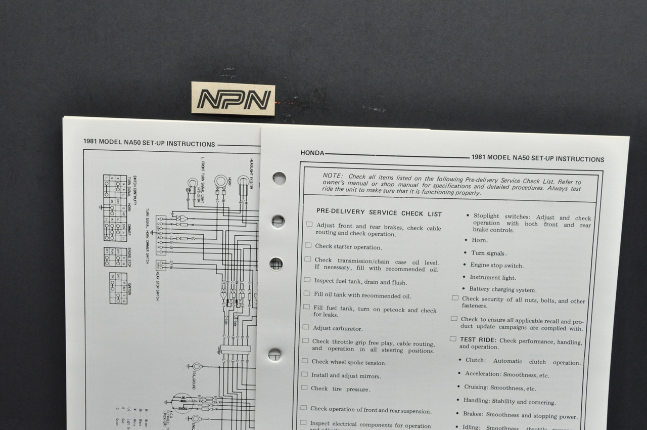 Vintage NOS 1981 Honda NA50 Express II Scooter Dealer Set Up Instruction Manual