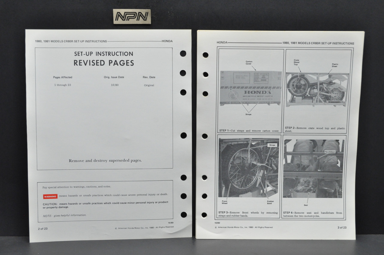 Vintage NOS 1980-81 Honda CR80 R Motorcycle Dealer Set Up Instruction Manual
