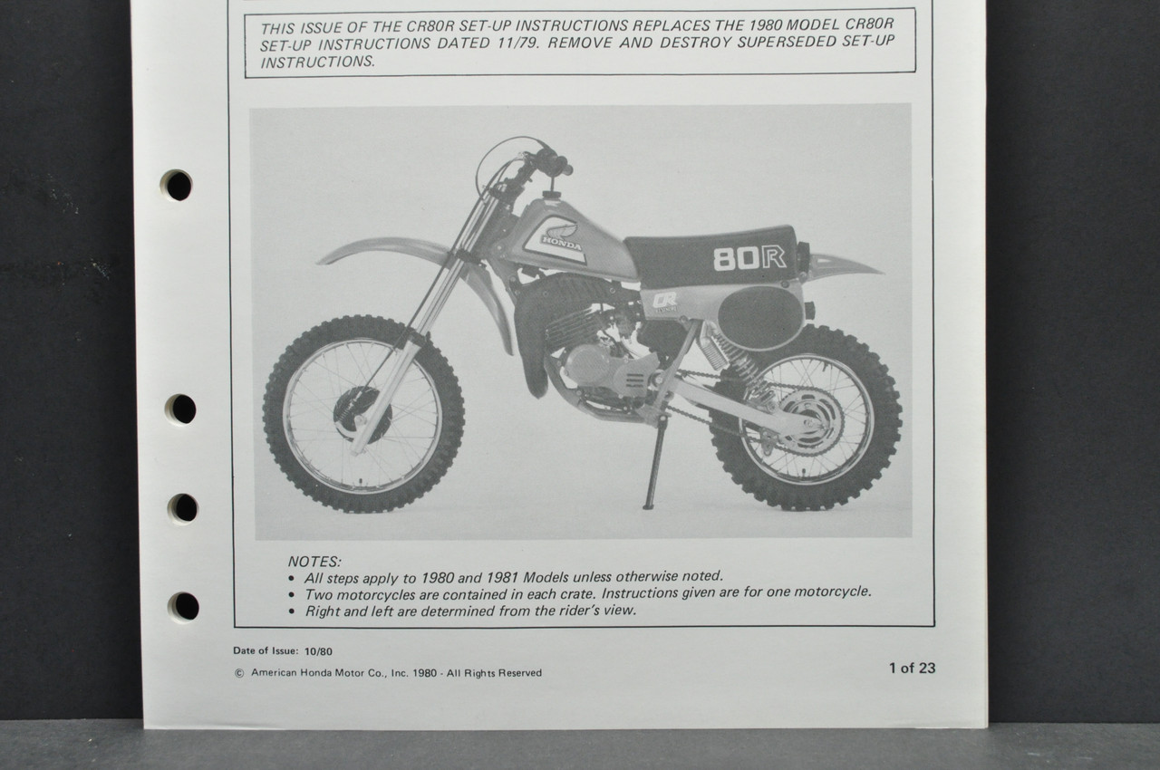Vintage NOS 1980-81 Honda CR80 R Motorcycle Dealer Set Up Instruction Manual