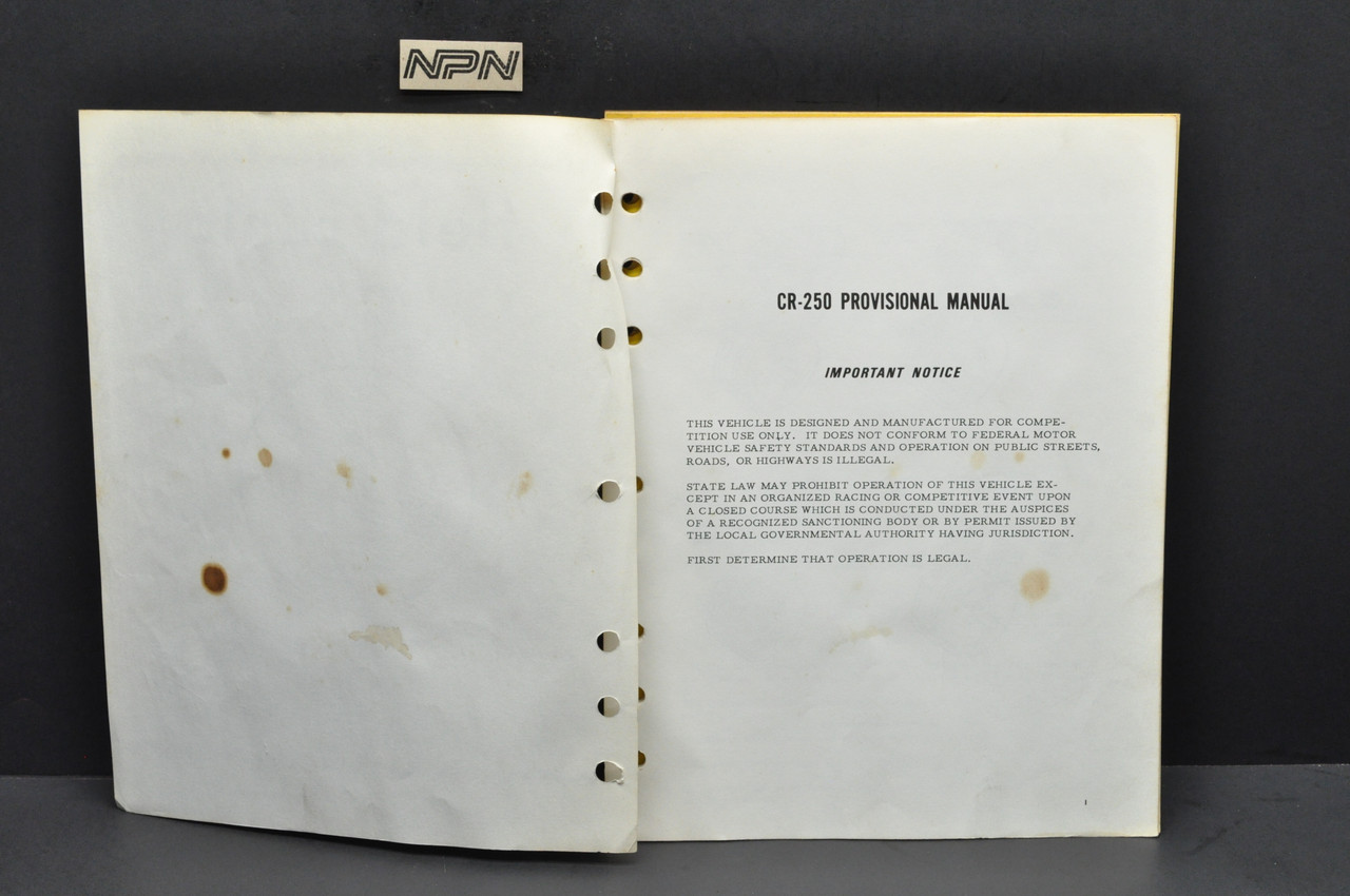Vtg '73 Honda CR250 M Motorcycle Field Clinic Service Representatives Manual