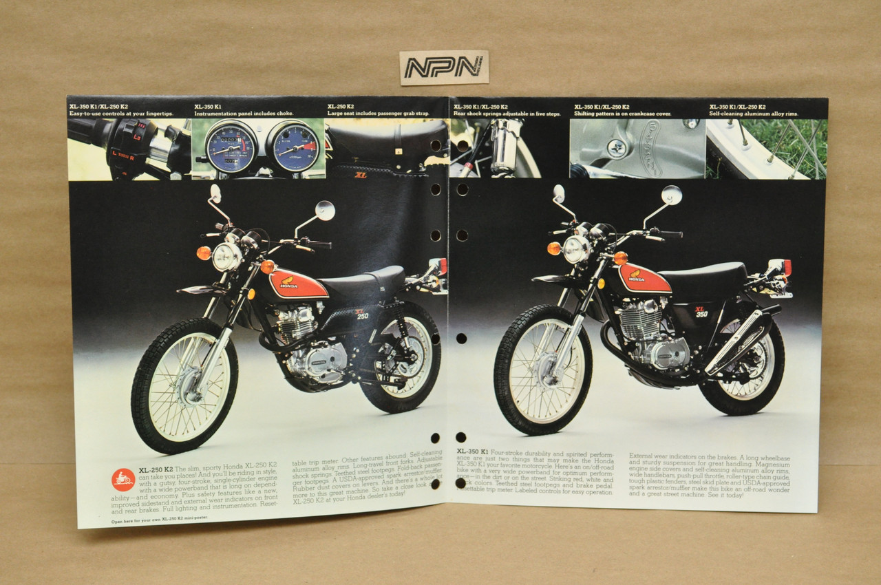 Vtg 1974 Honda XL350 K1 XL250 K2 Dealer Sales Spec Brochure Mini