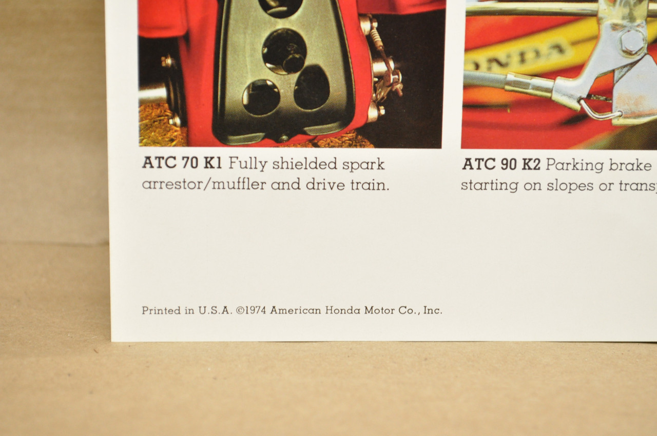 Vintage 1974 Honda ATC90 K2 ATC70 K1 Dealer Sales Spec Brochure Mini Poster