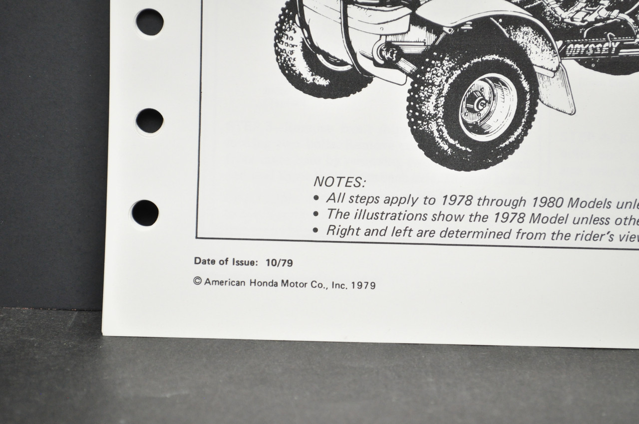 Vintage NOS 1978-80 Honda FL250 Odyssey Dealer Set Up Instruction Manual