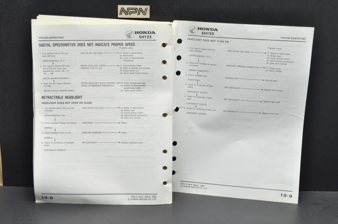 Vintage 1984 Honda CH125 Elite 125 Scooter Shop Service Repair Manual