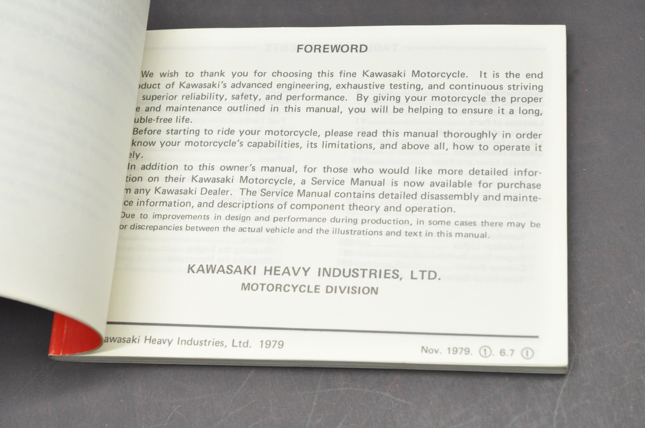 Vintage 1980 Kawasaki KZ250 LTD Motorcycle Owners Manual - NOS