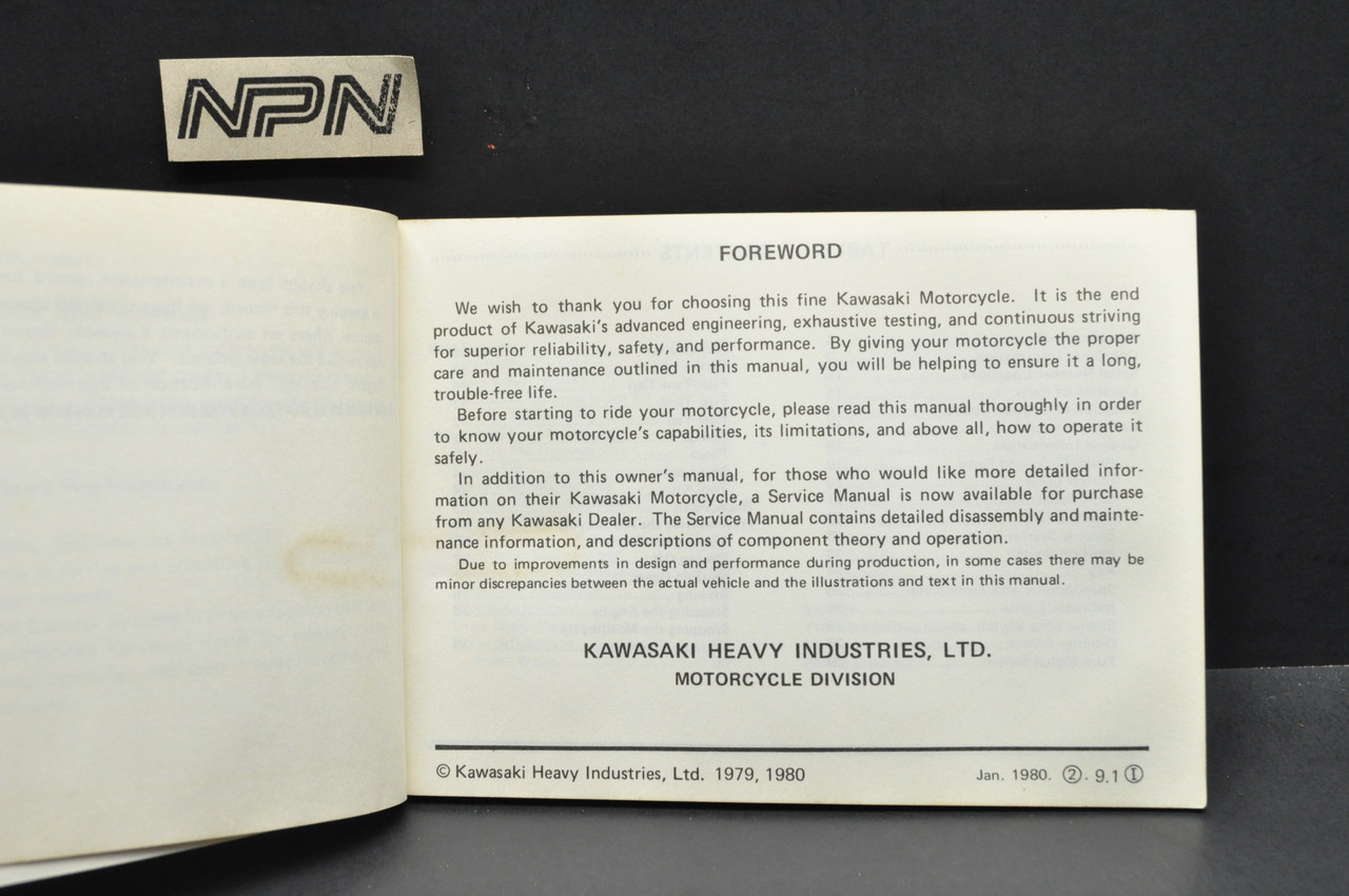 Vintage 1979-80 Kawasaki KZ440 LTD A1 Motorcycle Owners Manual