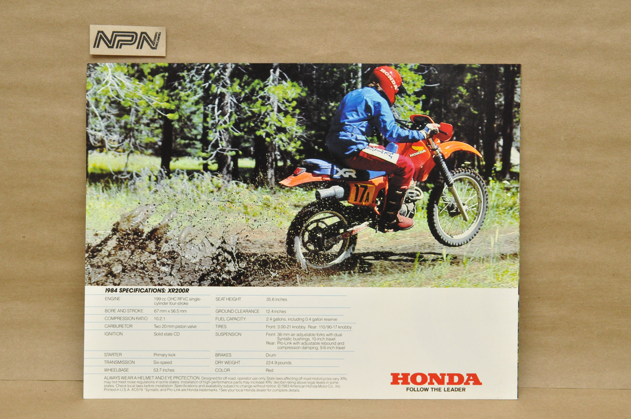 Vintage NOS 1984 Honda XL200 R Motorcycle Dealer Sales Spec Brochure
