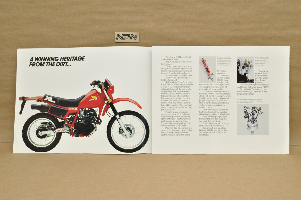Vintage NOS 1984 Honda XL350 R XL250 R Dealer Sales Spec Brochure