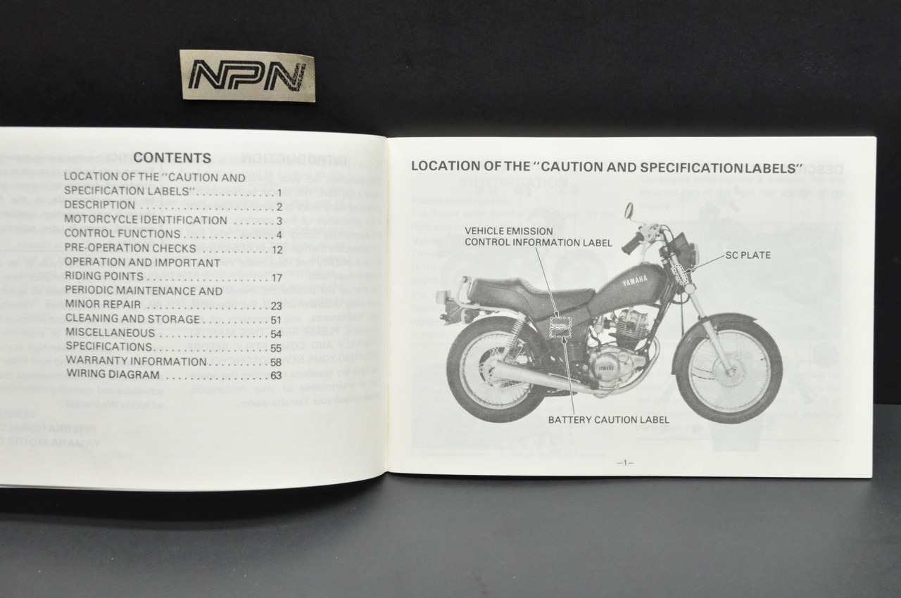 Vintage NOS 1981 Yamaha SR185 H Motorcycle Owners Manual First Edition