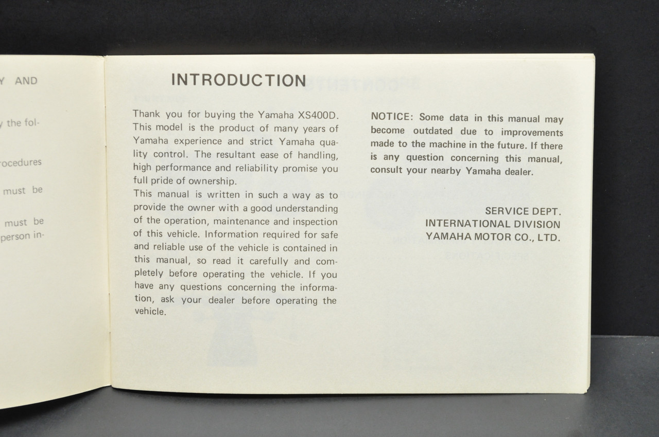 Vintage NOS 1977 Yamaha XS400 D Motorcycle Owners Manual