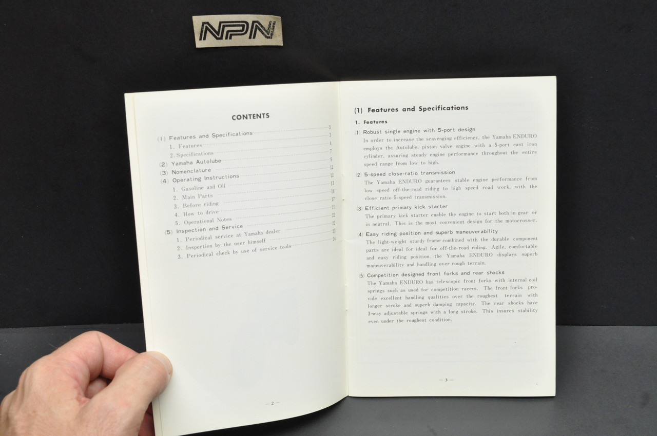 Vintage NOS 1970 Yamaha HT1 A Enduro Motorcycle Riders Owners Manual