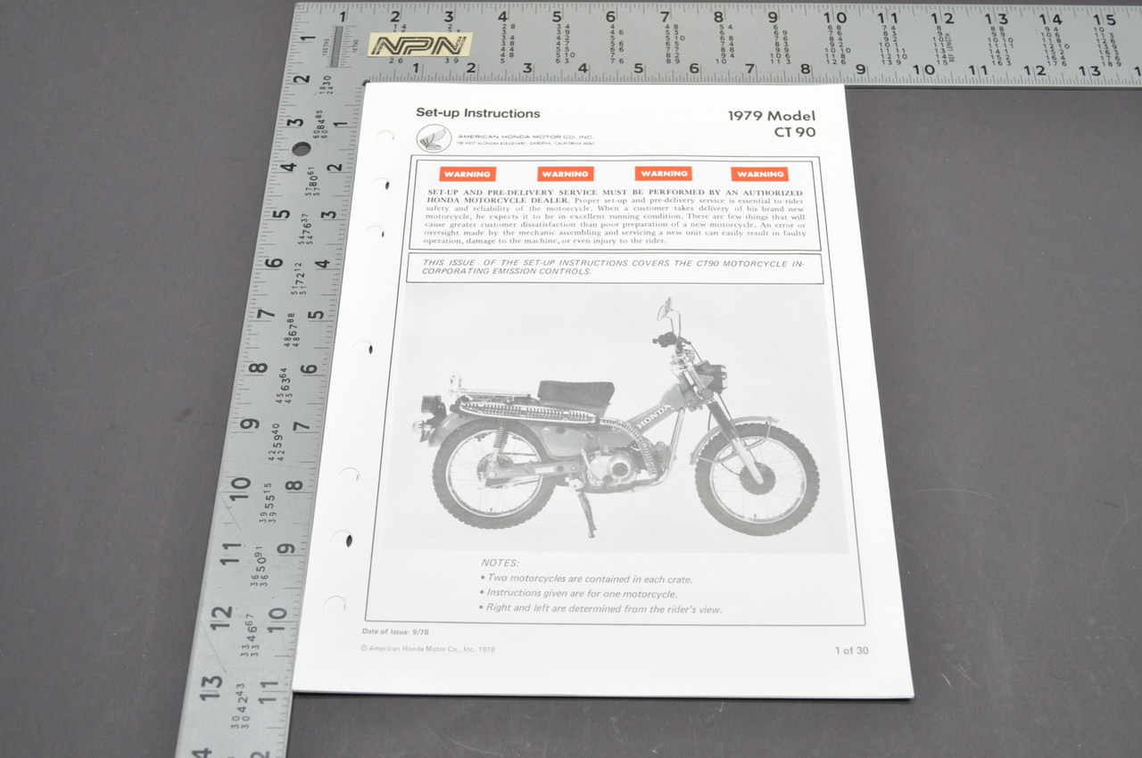 Vintage NOS 1979 Honda CT90 Trail 90 Dealer Set Up Instruction Manual