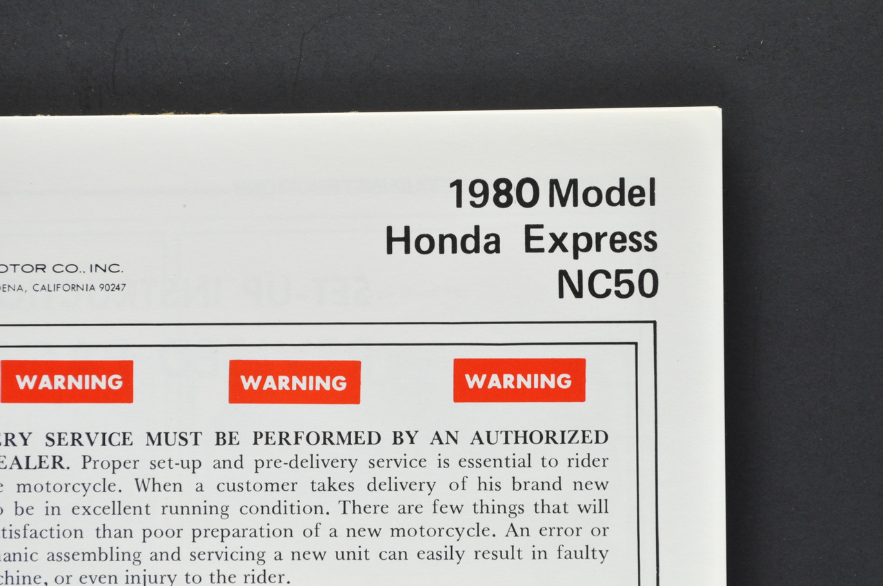 Vintage NOS 1980 Honda NC50 Express Scooter Dealer Set Up Instruction Manual