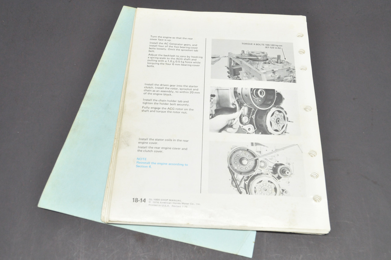 VTG 1975 Honda GL1000 Gold Wing K0 Motorcycle Shop Service Repair Manual UPDATE