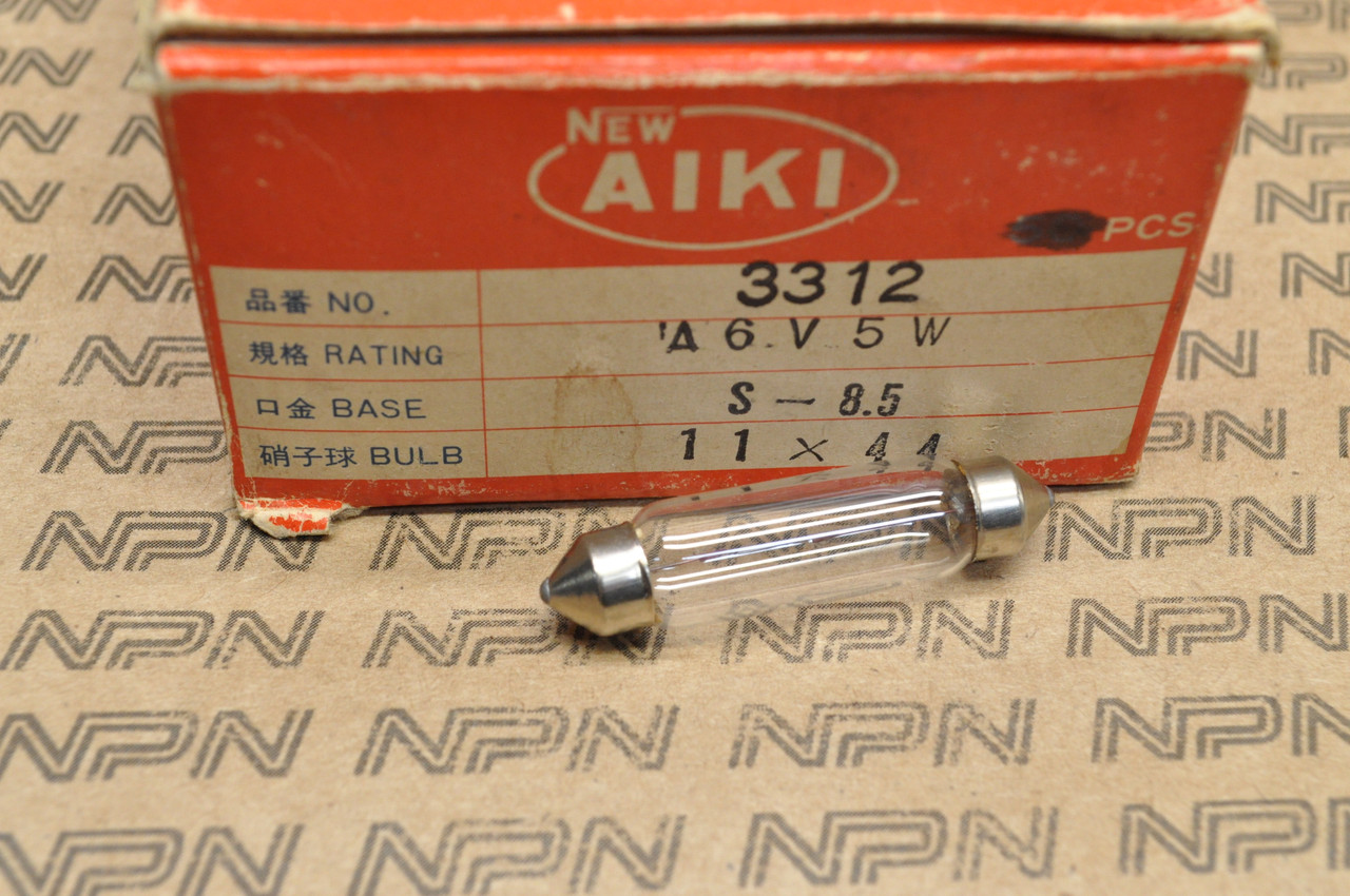 NOS Honda Aiki Festoon 6v / 5w Lamp Light Bulb S-8.5 11x44 mm #3312 34907-005-000