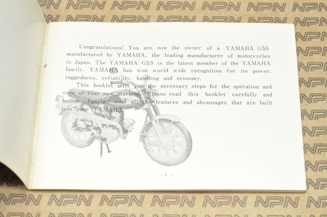 Vintage NOS 1969 Yamaha G5S Motorcycle Owners Service Manual