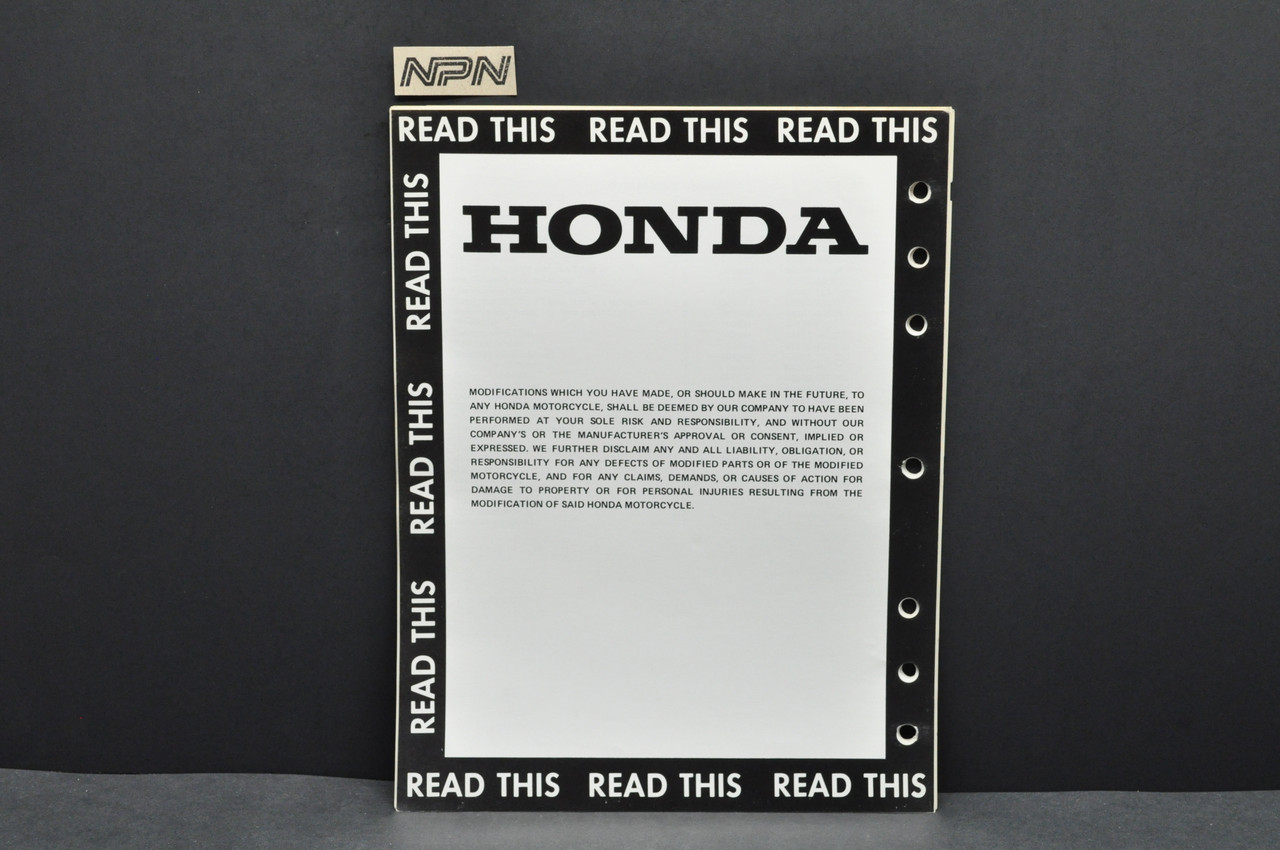 Vintage 1982 Honda GL1100 A Gold Wing Motorcycle Dealer Set Up Instruction Manual