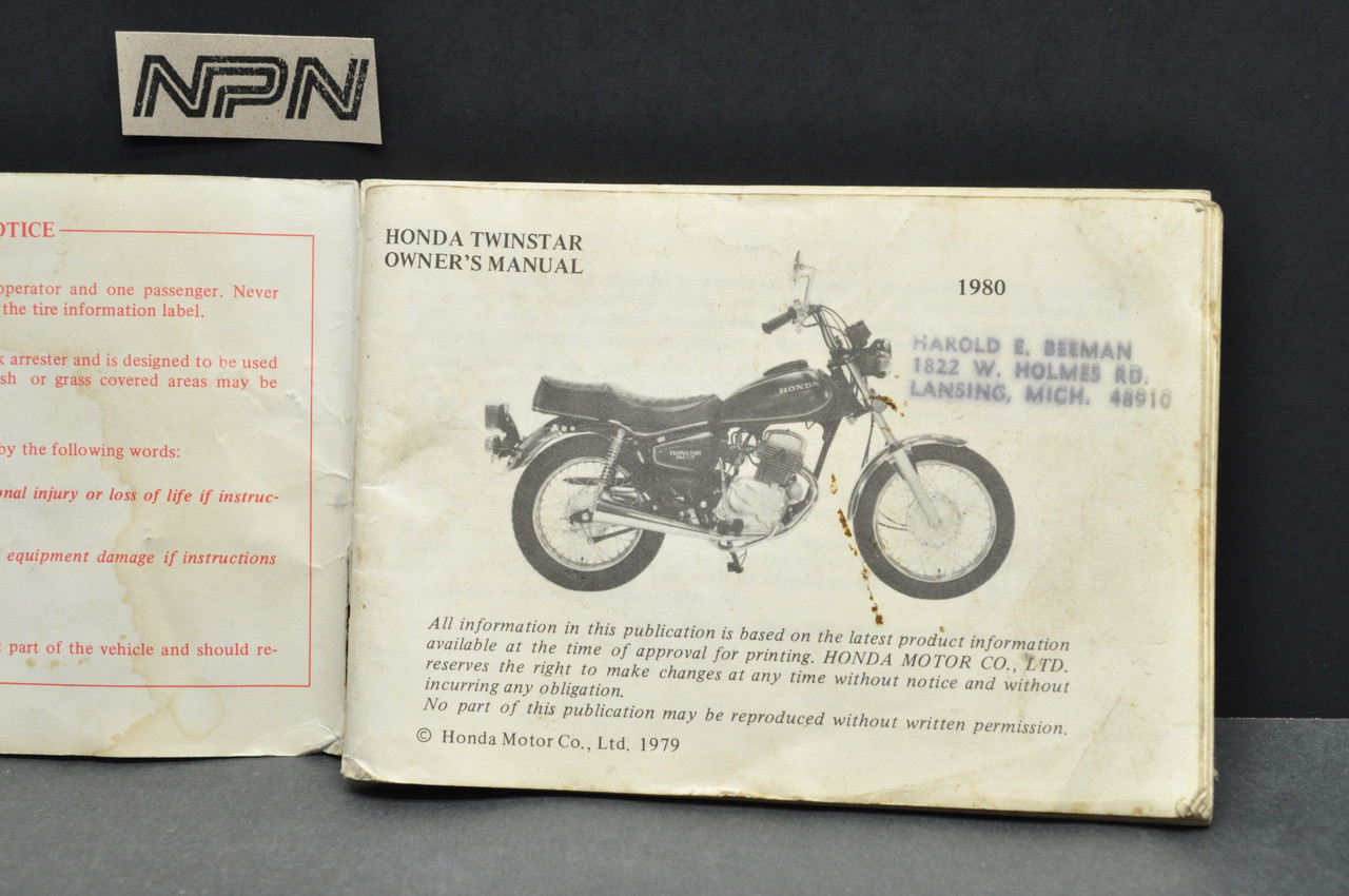 Vintage 1980 Honda CM200 T Twinstar Motorcycle Owners Manual - NOS