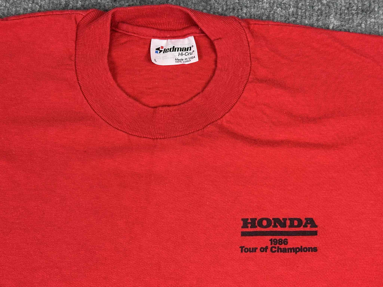 VTG 80s Honda Tour of Champions Shirt Mens L Red Spencer Merkel Shobert '86 AMA