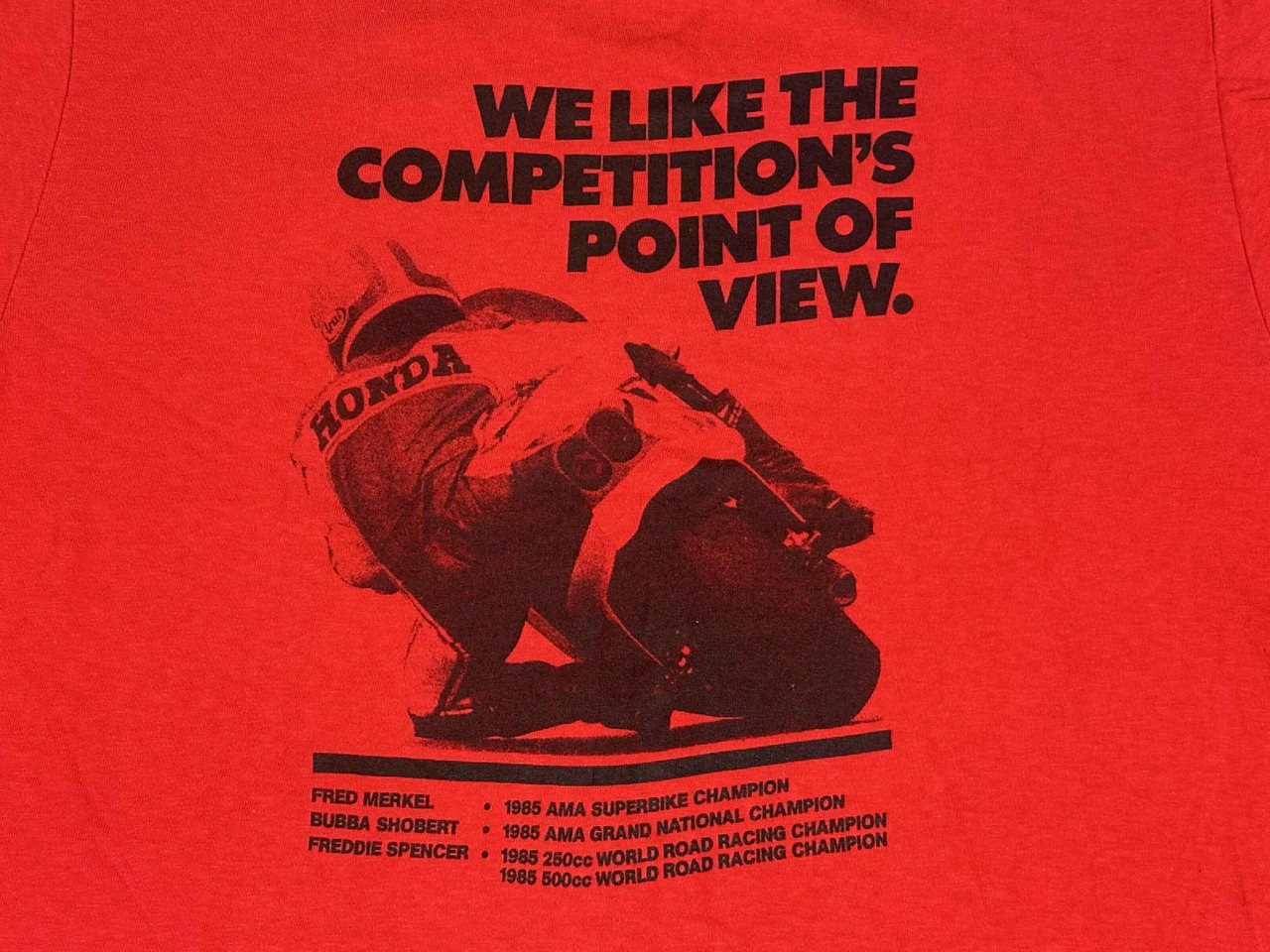 VTG 80s Honda Tour of Champions Shirt Mens L Red Spencer Merkel Shobert '86 AMA