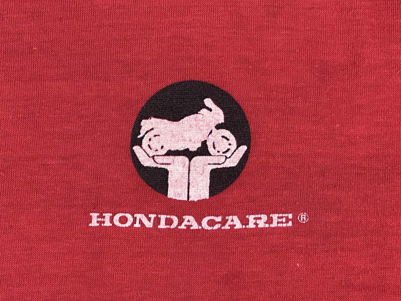 VTG Honda Care Shirt Mens L Red 80s Motorcycle Logo Dealer Staff USA 5050 Soft