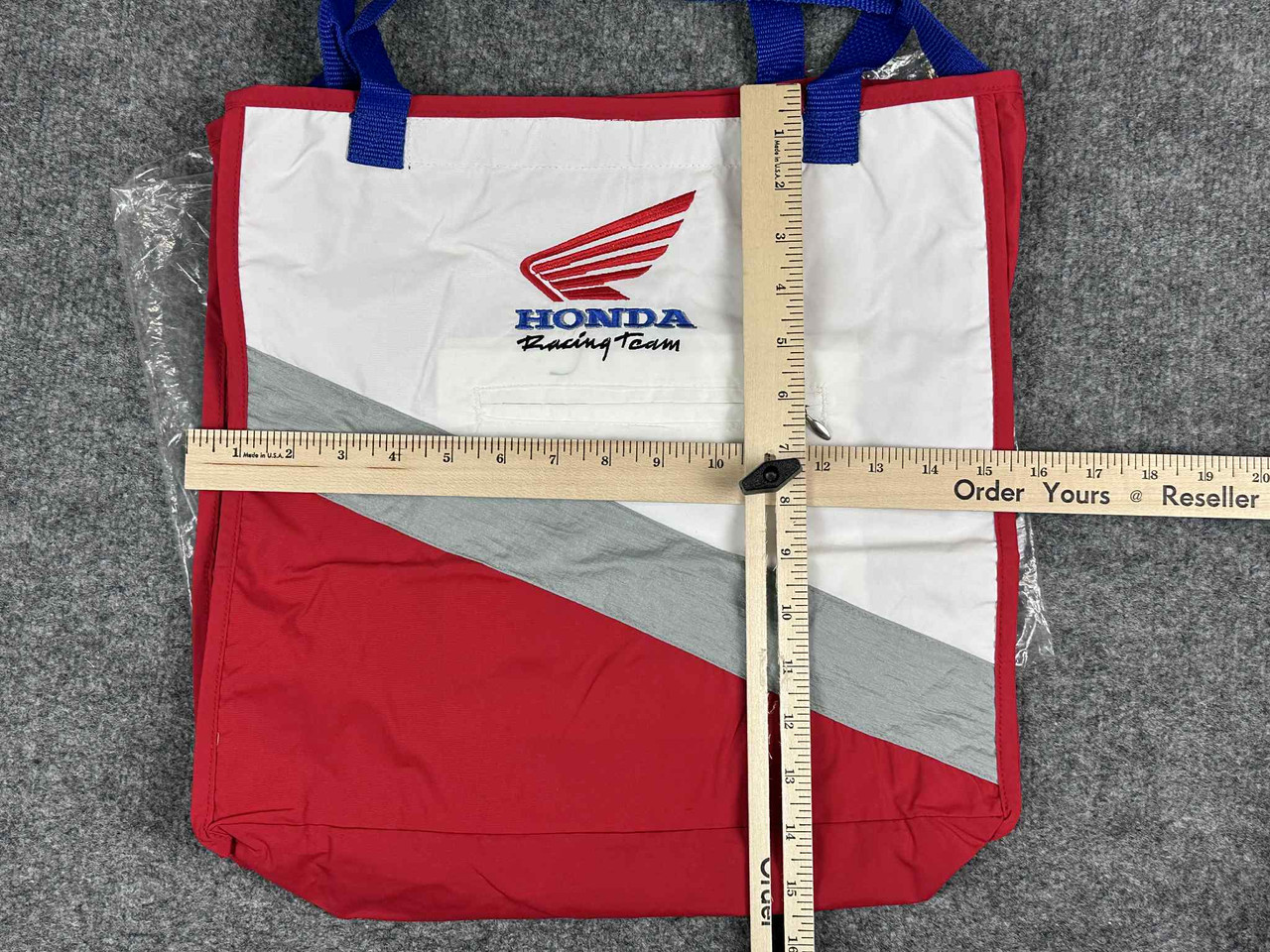 Vintage NOS Honda Racing Team Tote Bag Motorcycle Wing Logo Nylon Red White USA