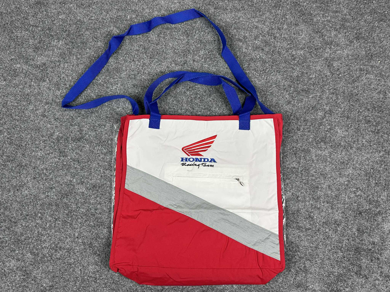 Vintage NOS Honda Racing Team Tote Bag Motorcycle Wing Logo Nylon Red White USA