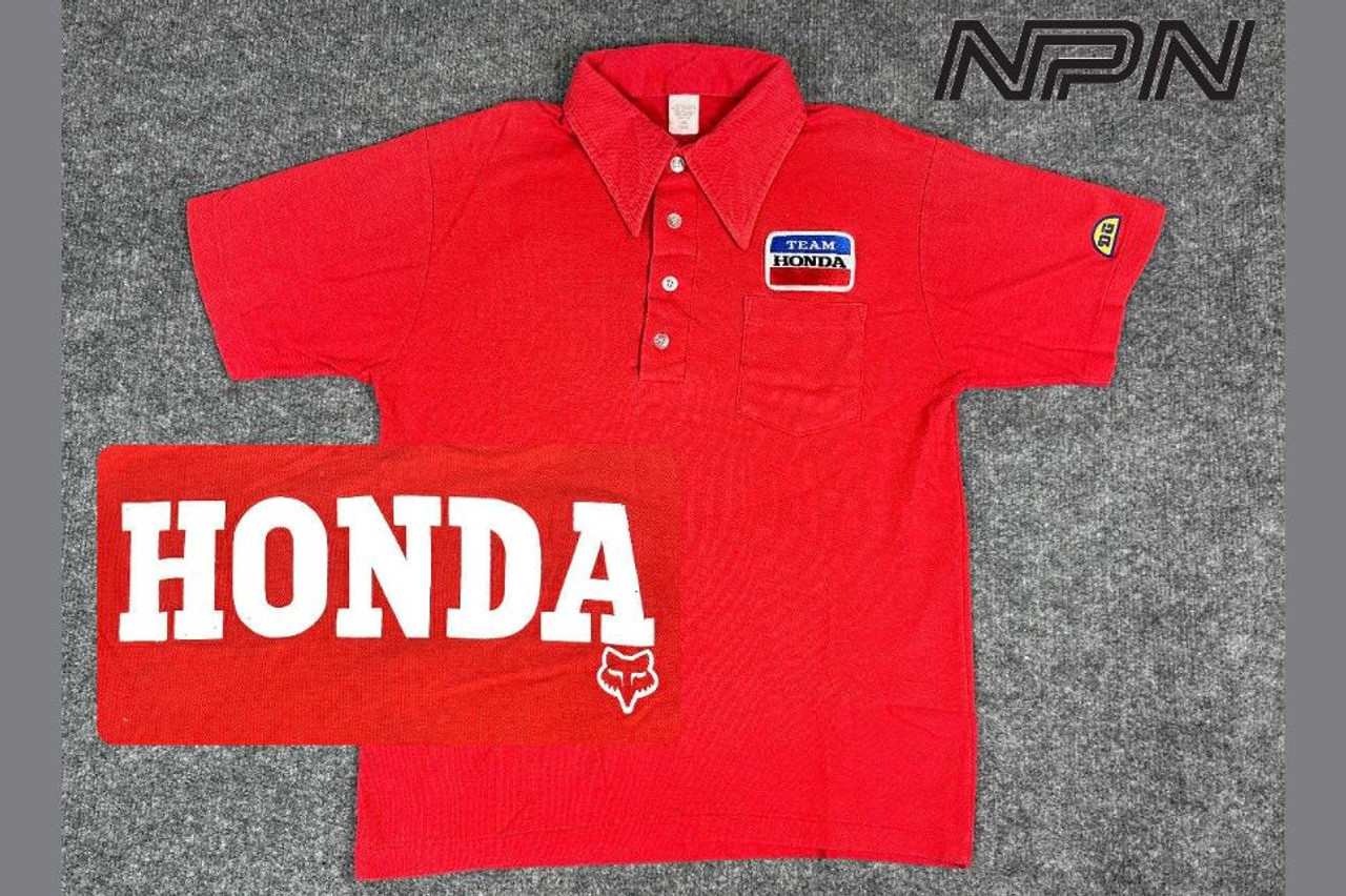 Vintage Team Honda Racing Shirt Mens M Red DG Fox Motocross Pit Crew Polo 90s
