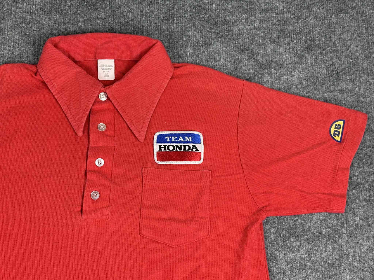 Vintage Team Honda Racing Shirt Mens M Red DG Fox Motocross Pit Crew Polo 90s