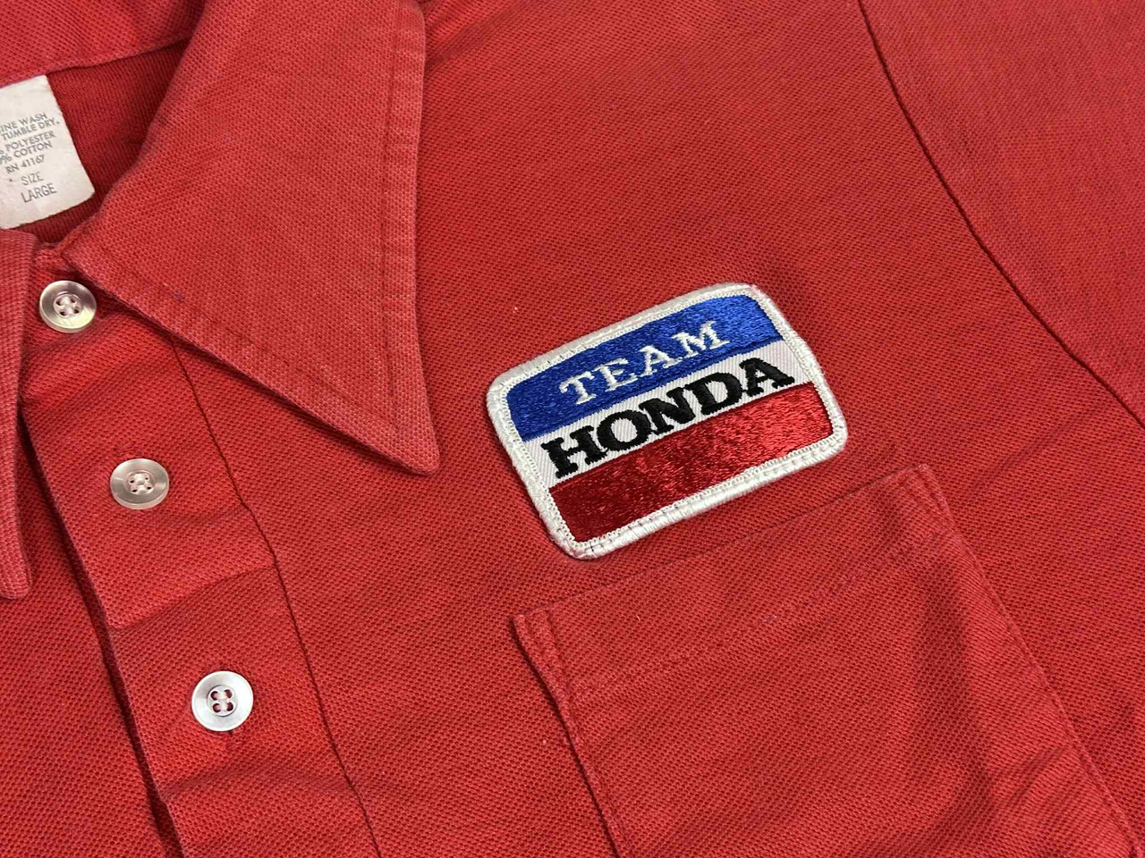 Vintage Team Honda Racing Shirt Mens M Red DG Fox Motocross Pit Crew Polo 90s