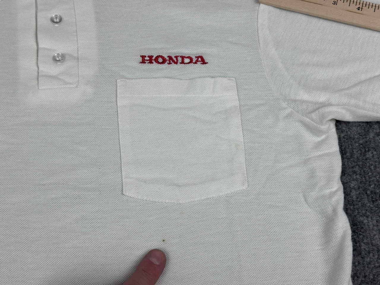 Vintage Honda Motorcycle Polo Shirt Mens Small White 80s 90s Spellout Logo
